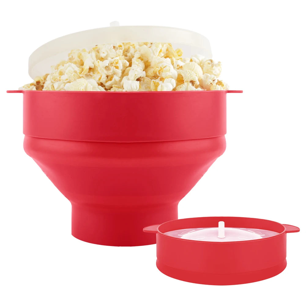 Large 2.95L BPA-Free Collapsible Silicone Popcorn Popper Bowl Microwave Safe for Gas/Electric/Battery Household Popcorn Maker