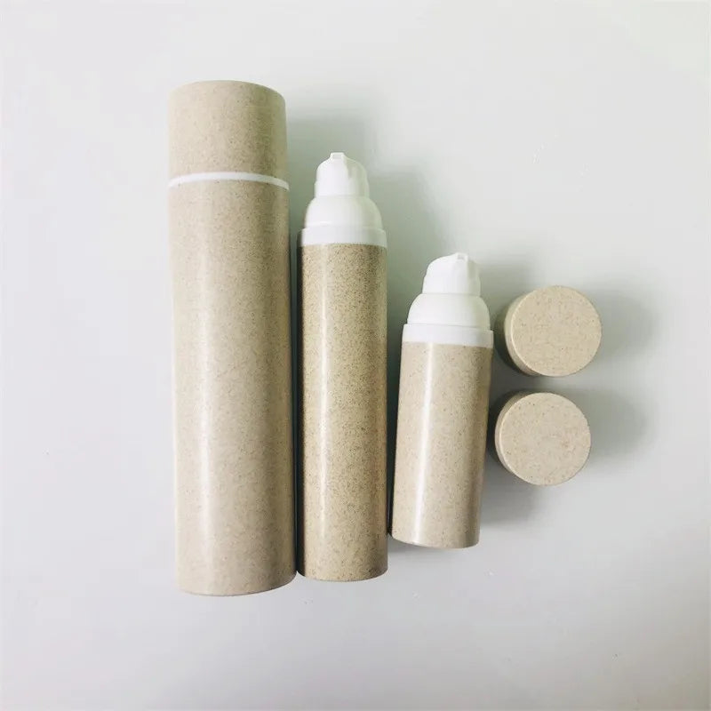 Eco-friendly 50 ml 100 ml 150 ml 200 ml Biodegradable Wheat Straw Skincare Vacuum Airless Pump Bottle Cosmetic Bottle