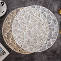 Gold PVC Hollow Gingko Leaf Oil Resistant Non-slip Kitchen Placemat Coaster Insulation Pad Dish Coffee Cup Table Mat Home Decor