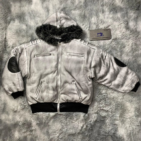 DENIMGUYS Reversible Puffer Jacket Custom Hiphop Streetwear Thickened Down Coat Men Vintage Faded Washed Down Jacket