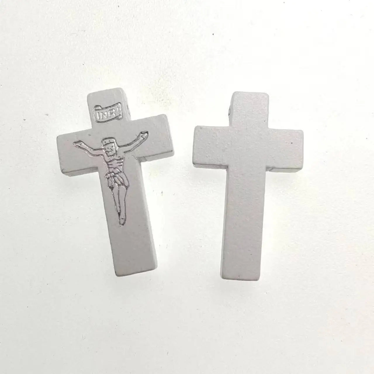 Natural White Color Wood Cross Small Cross Pendant Wooden Rosary Accessory