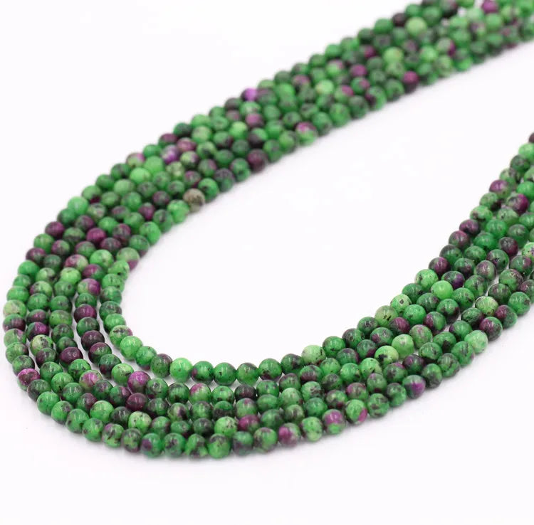 Wholesale Natural Genuine Gemstones Beads Ruby Zoisite Loose Beads Strand 15.5 Inches for Jewelry Making
