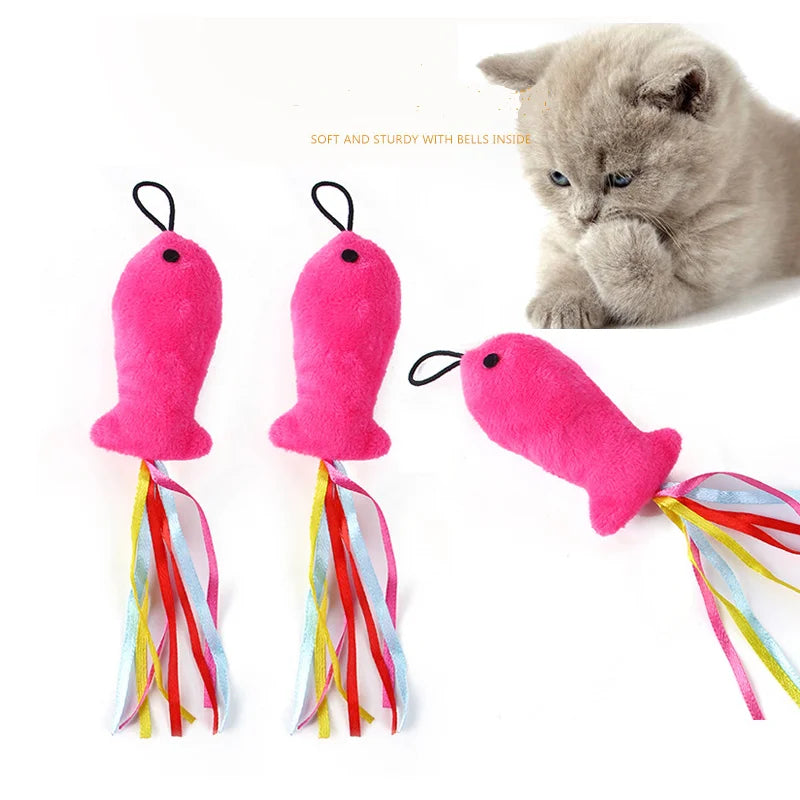 Small Sustainable Plush Fish Cat Teaser Toy Replacement Refill Sticker