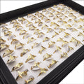 Trendy Multi-style Stainless Steel Flower Heart ECG Style Ring Gold-plated Cutting Open Ring Mixed Style Batch Rings