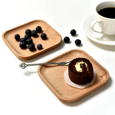 Beech Wooden Snack Coffee Mini square Trays Small Beech square Wood Tray Trinket Dish Tray
