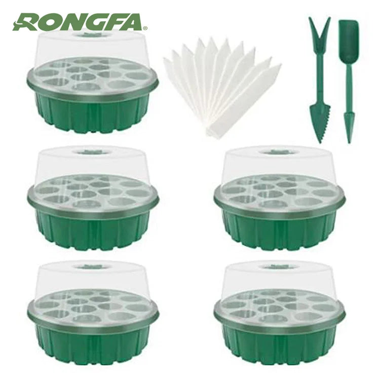 12 Cell Germination Seed Starter Kit Plastic Seedling Tray with Dome Hydroponic Tray Nursery Grow Box