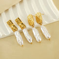 Vintage Baroque Design Stainless Steel 18K Gold Plated Faux Pearl Dangle Earrings for Women Elegant Jewelry