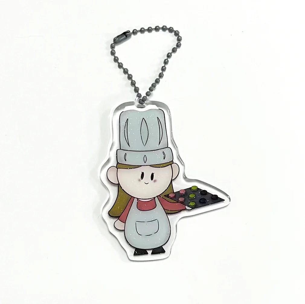 Custom High Quality Iridescent Acrylic Keychain Mirror Charm with Epoxy Rainbow Hologram