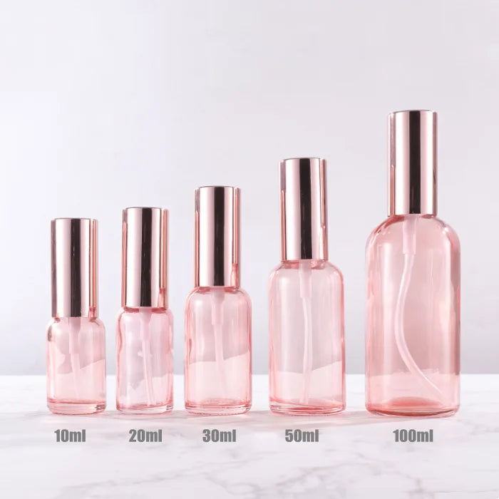 Wholesale Custom logo and Box Cosmetic Perfume Packaging pink Empty Refillable Room Spray Glass Bottle 100ml