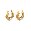 Best Seller 18K PVD Gold Plated Luxury CZ Stone Crystal Chunky Twisted Hoop Earrings for Women Stainless Steel  Jewelry