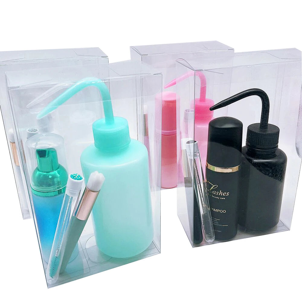 OEM Oil Free Private Label Gentle Eyelash Extension Cleanser Foam Lash Shampoo Kits With Wash Bottle Eyelash Shampoo 4 in 1 Kit