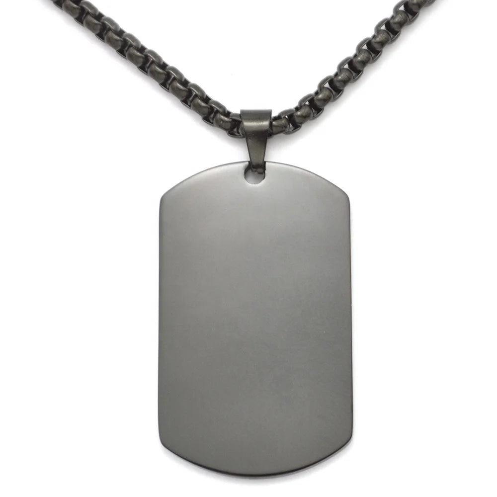 Custom Laser Engraved Stainless Steel Dog Necklace Pendant Gold Plated Children's Pets Jewelry