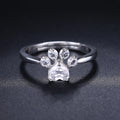 LAMOON Bear's Paw S925 Ring 925 Sterling Silver White Gold Natural Gemstone Fine Jewelry for Women