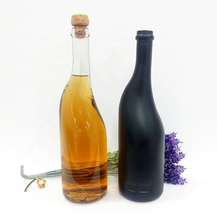 High Quality Wholesale Stylish Tilted Neck Red Wine Bottle with Cork Distinctive Shape Unique Design for Red Wine Storage
