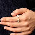 Chris April Jewelri Pvd 18k Gold Plated Stainless Steel Pearl Open Ring