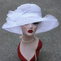 Spring Mesh Ruffles Flower Women Kentucky Derby Wide Brim Wedding Church Hat Sun Hat