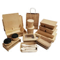 Disposable Food Container Greaseproof Kraft Paper Salad Lunch Box Paper Bag and Paper Cups Take Away Packaging Set MegaBDM