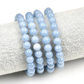 Natural Stone Blue Angelite Angel Bracelet Single Elastic Romantic Crystal Yoga Blue Bracelet Woman Jewelry 6810mm Beads