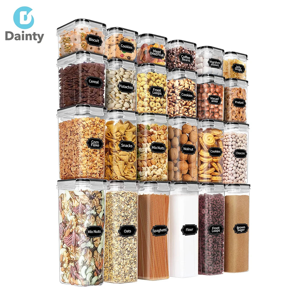 DOOSO Food Organizer for Kitchen Plastic Containers with Lids Food-grade Fridge Storage Containers