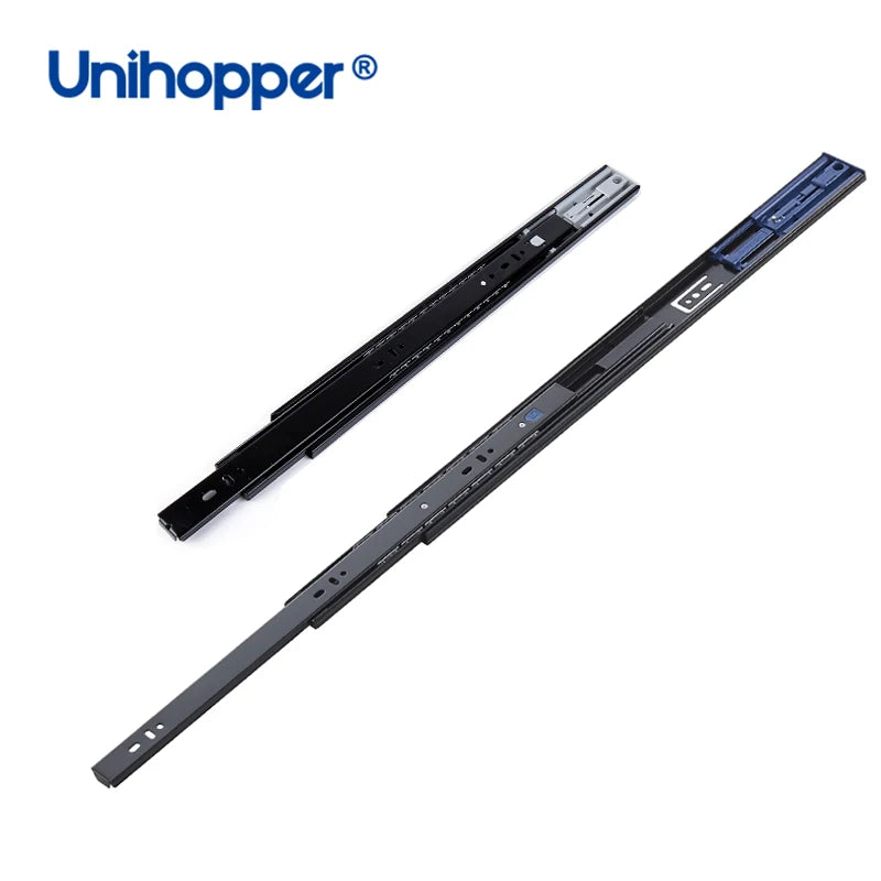 Unihopper Telescopic Channel Rail Kitchen 3-Fold Full Extension Drawer Runners Ball Bearing Push to Open Drawer Slide