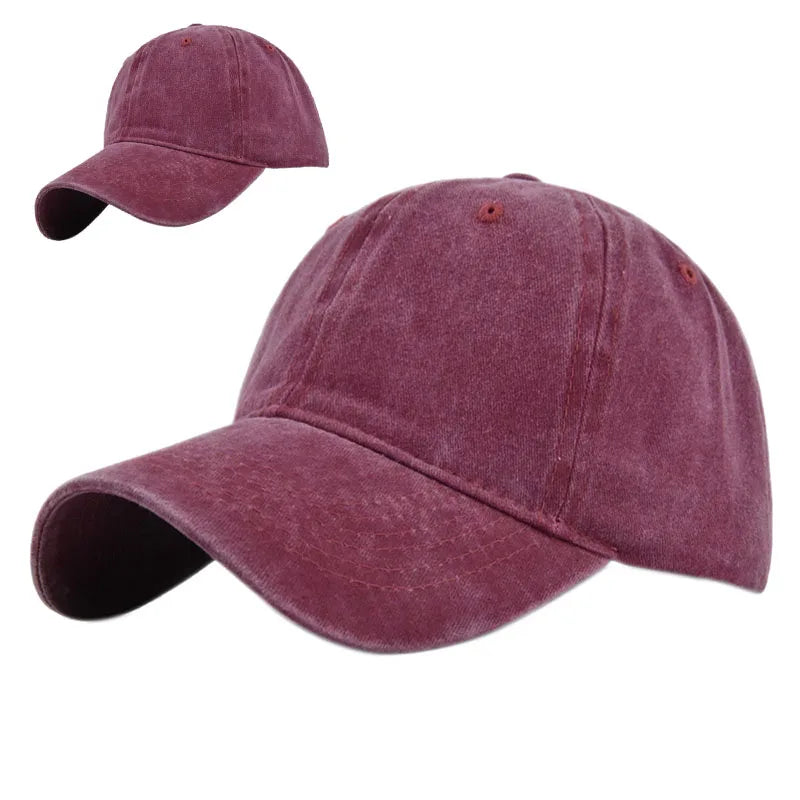 Evertop Water Washable Cotton Baseball Hat for Adults and Kids Pure Color with Custom Embroidered Logo Vintage Sunshade Style