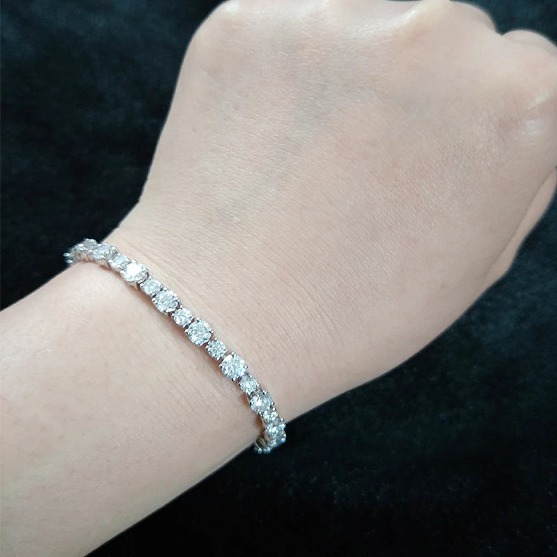 Starsgem 9K/10K/14K Gold Women Jewelry Full Eternity Diamond Moissanite Link Chain Tennis Bracelet