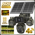 IP66 Waterproof Solar Cameras 20MP 4 Lens 4 Views PTZ Camera Outdoor Home AOV Camera CMOS Sensor 4G Hunting Security CCTV Camera