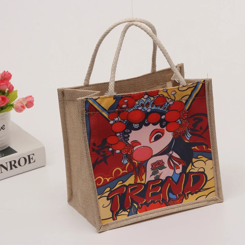 Wholesale Custom Printed Sublimation Tote Bags Hessian Linen & Burlap Jute Canvas Cotton Handle Reusable Shopping Promotions