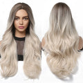Factory Fast Delivery Synthetic Platinum Wigs for White Women Long Wave Light Blonde Wig False Hair for Party Daily