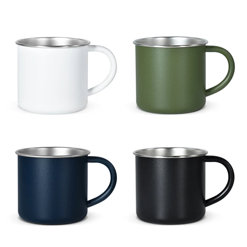 Customized for 400ml Single Wall Camper Mug Reusable Stainless Steel Tumbler Coffee Travel Mug with Handle