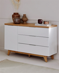 Modern White 3-Drawer MDF Dresser Cabinet Organizer for Home Apartment Bedroom or Hotel Living Room Furniture