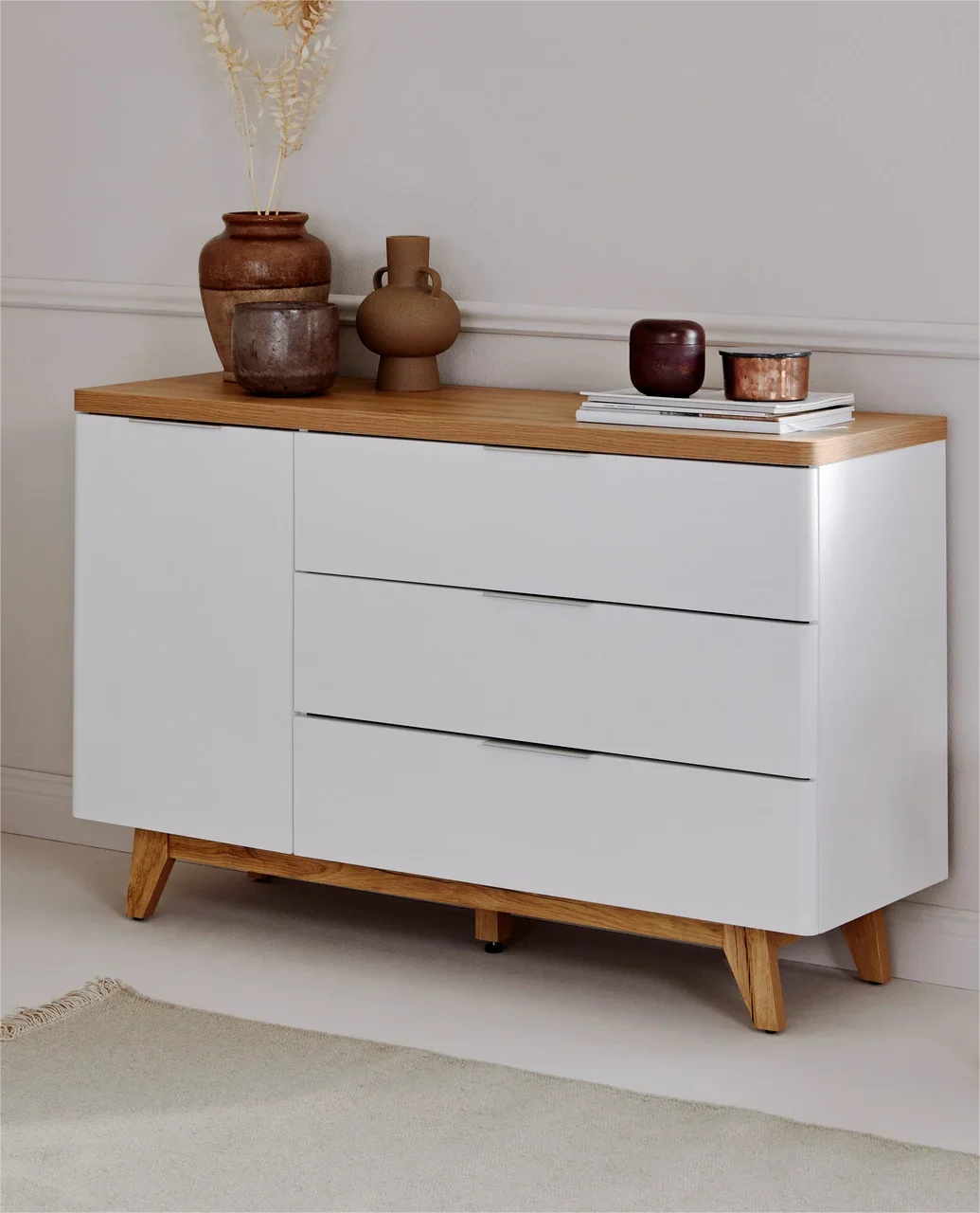 Modern White 3-Drawer MDF Dresser Cabinet Organizer for Home Apartment Bedroom or Hotel Living Room Furniture