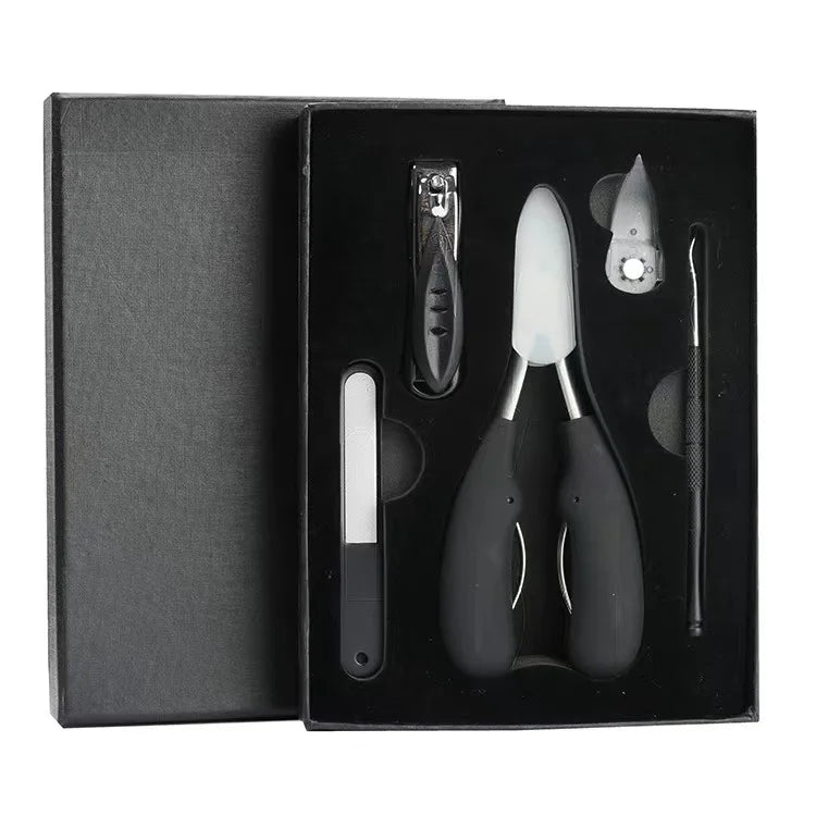 Gift Set 5pcs Remove Cuticle Nails Clipper Manicure Tool Set Stainless Steel Pedicure Kit Black Personal Nail Care Tool Set