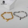 ICEBELA Jewelry Simple Personality S925 Sterling Silver 18K Gold Plated Thin Chain Bracelet for Wrist Bracelet