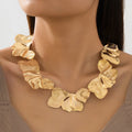exaggerated fashion metal texture irregular leaf flower women's necklace