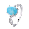 New Arrivals Fine Jewelry Larimar Stone Ring in Real Silver 925 Cross Rings for Women Gift