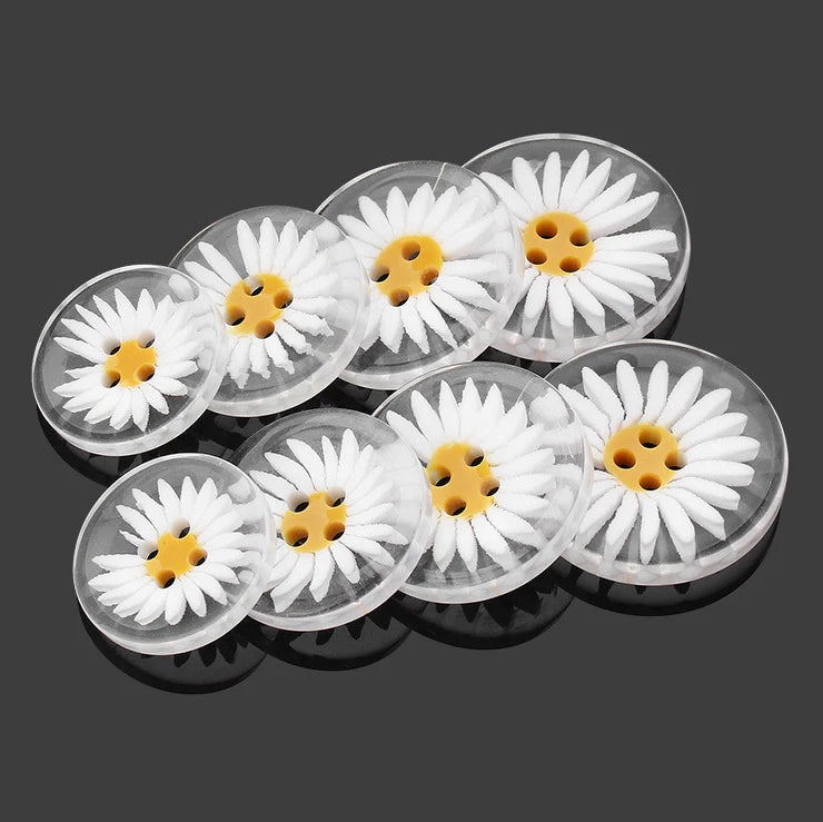 Fancy Eco-Friendly Resin 4-Hole Daisy Shirt Buttons with Customizable Color & Logo for Women