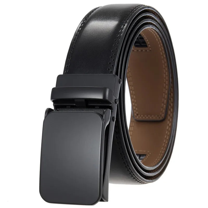 LQbelt New Buckle Belt Cow Leather Men's Automatic Buckle Belt Factory Click Belts for Man Fashion Wholesale