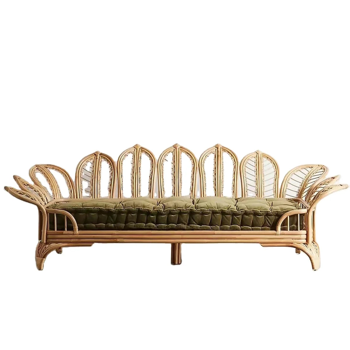 High Quality Indoor Outdoor Ratan Hotel Restaurant Garden Patio Furniture Handmade Natural Rattan Cane Leisure Wicker Sofa