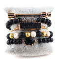 Boho Customize Jewelry Crystal Glass Beads Natural Gemstone Bracelet Screw Open Metal Bar Cuff Druzy Bangle Stack Bracelets Sets