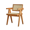 Rattan Wabi-sabi Style Dining Chair Household Solid Wood Backrest Log Armchair Chandigarh Chair Simple Rattan Chair