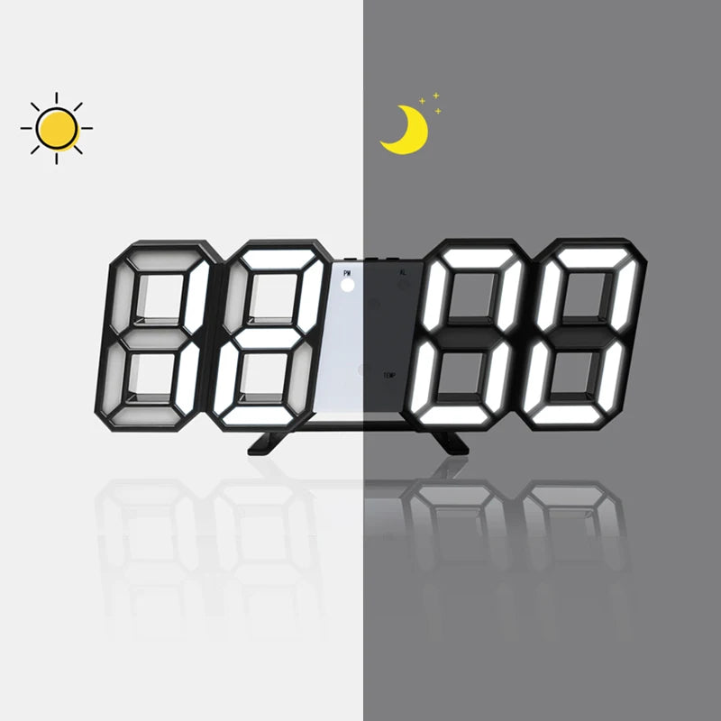 EMAF 3D LED Table Wall Clock Digital Timer Nightlight Watch Alarm Clock Warehouse Office Living Room Decor Digital LED Clock