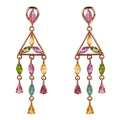 Elegant Rose Gold Plated 925 Silver Jewelry Natural Tourmaline Drop Earrings for Women Birthday Gift
