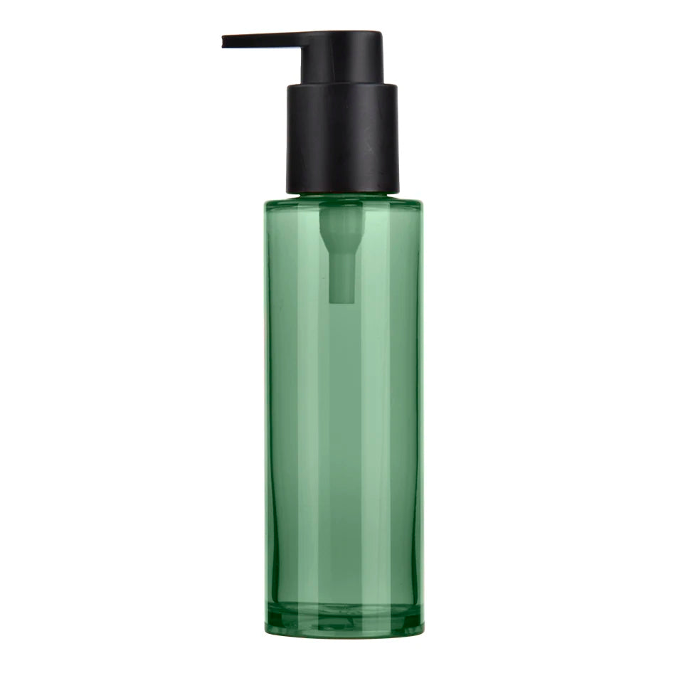 Custom OEM 125ml Flat Shoulder Round Green PET Plastic Bottles Skin Care Thick Wall Facial Toner Spray Bottle