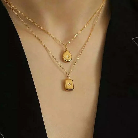 2025 New DS Women's Classic Gold Plated Zircon Heart Charm Necklace Stainless Steel Link Chain Anniversary Daily Life Wholesale