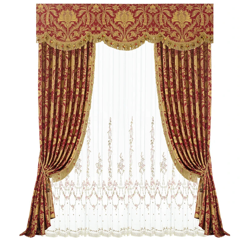 JK5012-24 Wholesale Luxury Classic Damask Royal Silk Linen Jacquard Window Curtain Fabric for Home Living Room