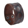 Vintage Brown Genuine Leather Jewelry Cuff Retro Furious Wrap Wristband Bangle Men's Fashion Bracelet 2pcs
