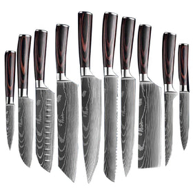 Stainless Steel Kitchen Knife Gift-Ambidextrous Wood Handle Steak & Chef Knives