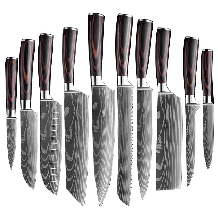 Stainless Steel Kitchen Knife Gift-Ambidextrous Wood Handle Steak & Chef Knives