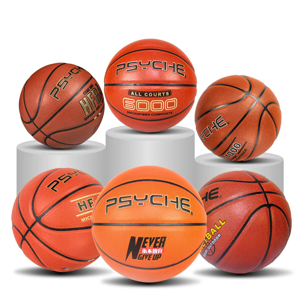 PSYCHE Custom Rubber Basketball Wholesale PU Leather Training Ball with Customizable Logo